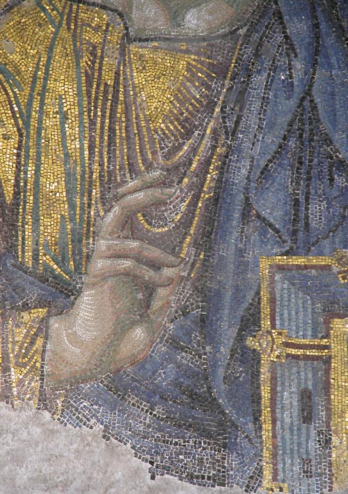 Close up of the hand of Christ