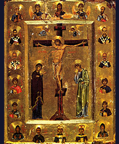 Ikon of the Crucifixion with Saints and Archangels