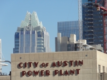 Old City of Austin Seaholm Power Plant with Frost Bank Tower in Background