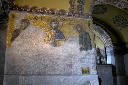 Full View of the Deesis Mosaic in Hagia Sophia