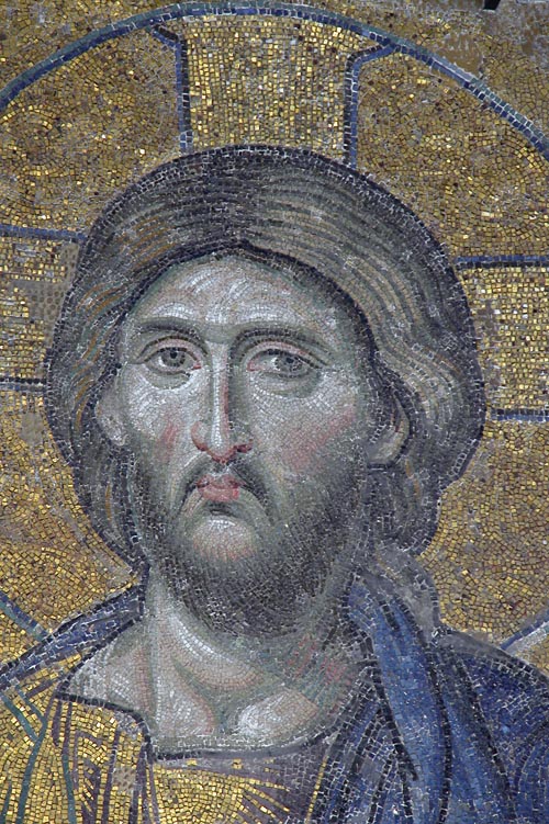 Close up of the face of Christ in the Deesis panel