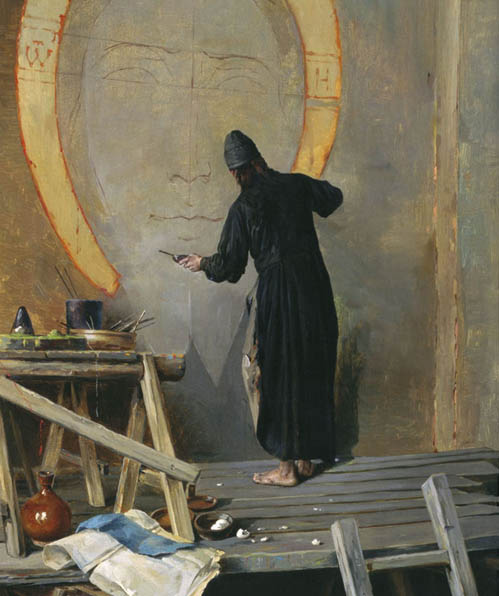 Russian Monk Painting Christ