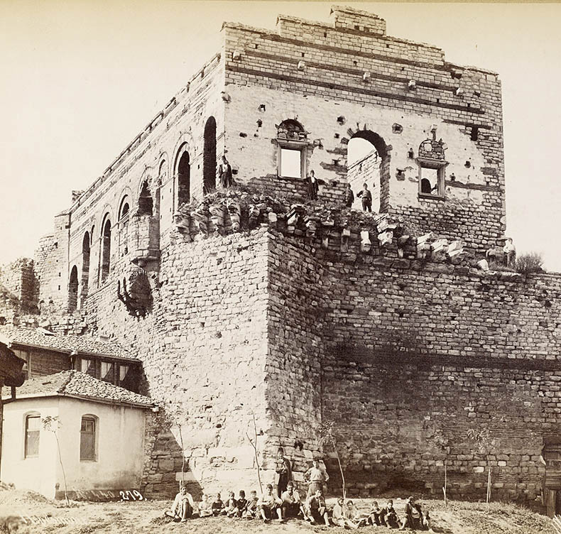 Facade of the Palace of the Porphyrogenitus with people