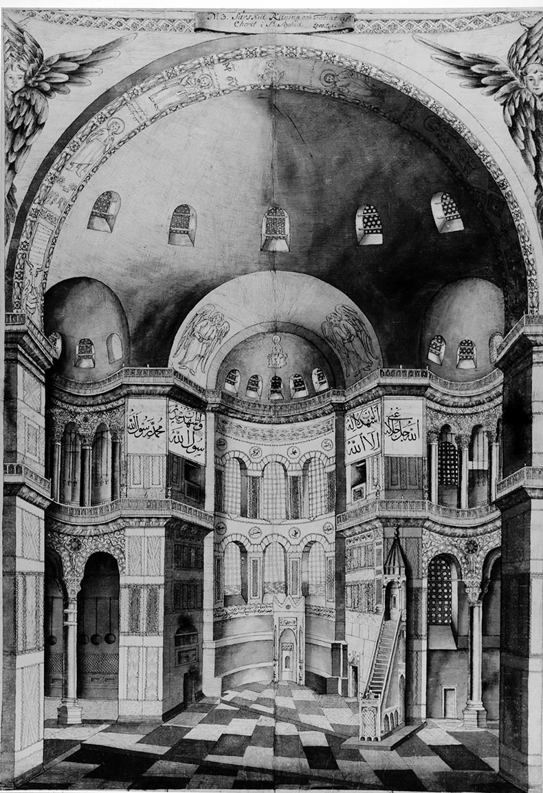 Cornelius Loos drawing of the nave of Hagia Sophia