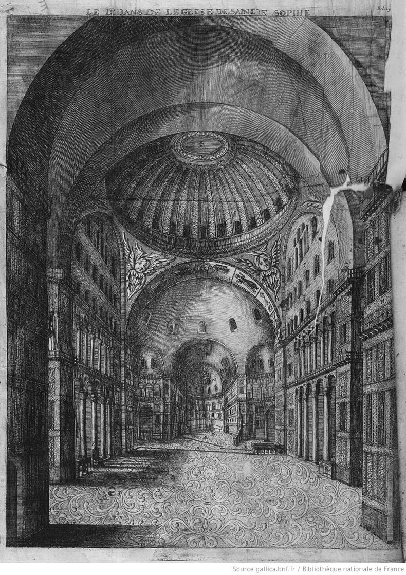 Interior of Hagia Sophia by Grelot from 1680