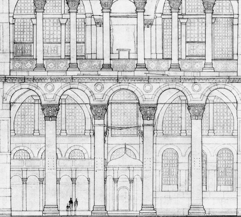 Drawing of the nave arcade of Hagia Sophia