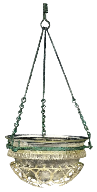 Hanging Late Antique Hanging Glass Cage Lamp