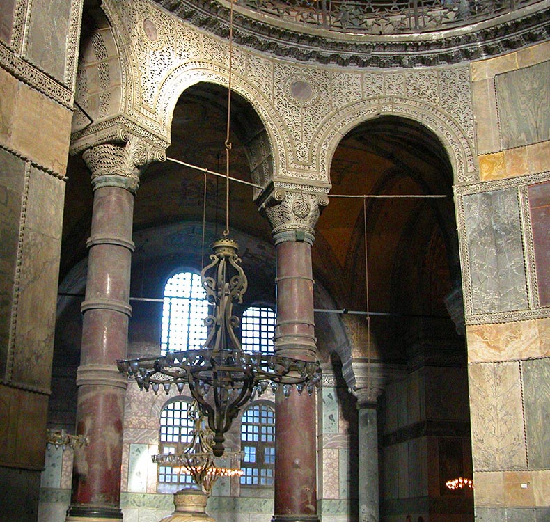 Columns of Red Porphyry in Hagia Sophia