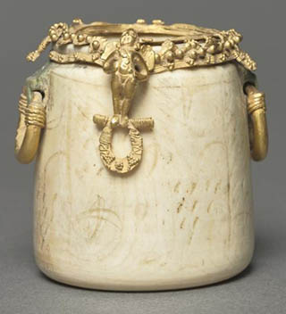 Byzantine Ivory and Gold Cosmetics Jar