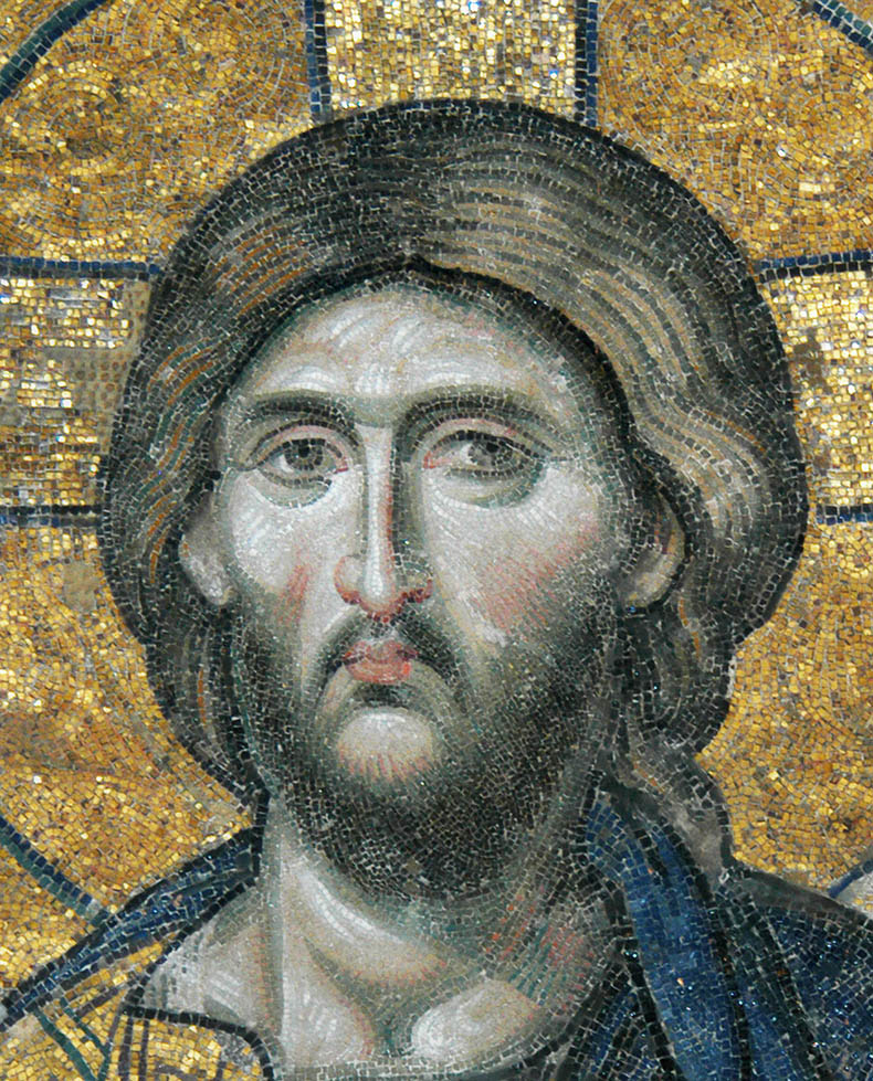 Close-up Christ in Hagia Sophia