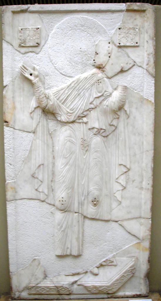 Marble relief of the theotokos from the Mangana