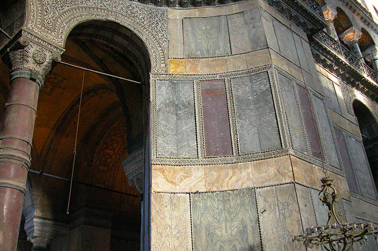 Golden Bands of Revetment in Hagia Sophia