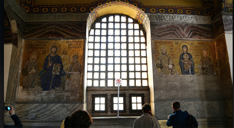 Two mosaics South Gallery Hagia Sophia
