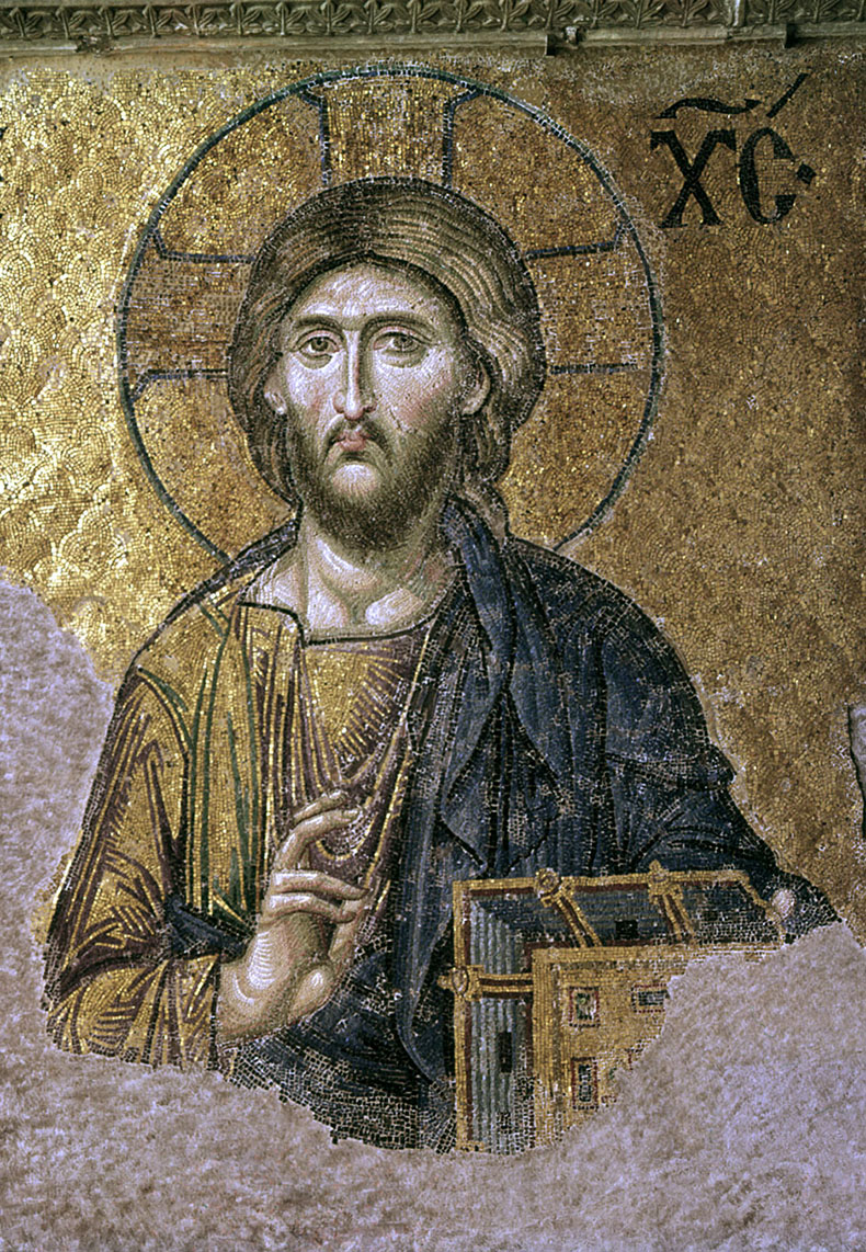 Close up of the face of Christ in the Deesis panel