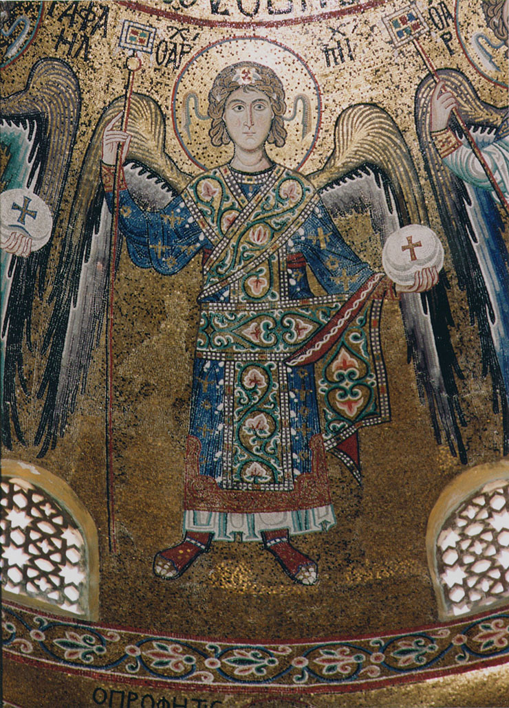 close-up of Byzantine angel in dome