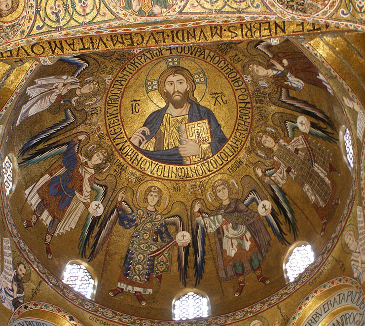 Christ with angels in dome of Norman church