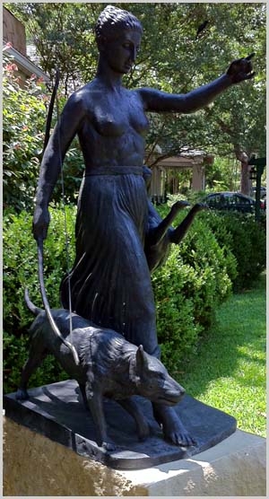 Artemis Diana Pallasart Bronze Sculpture with Hounds