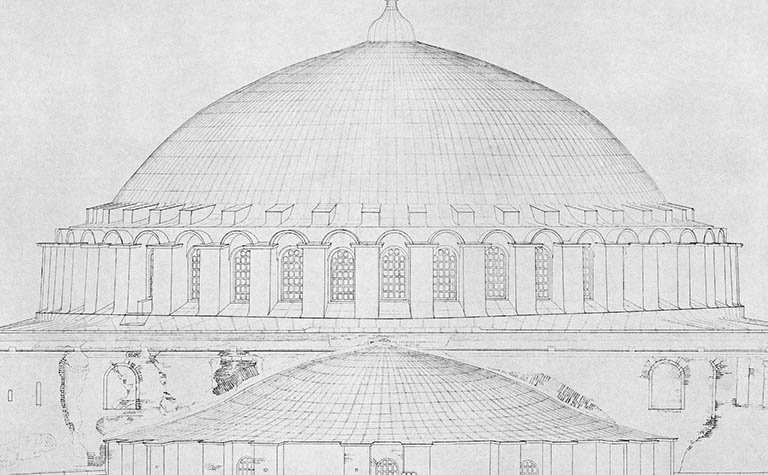 cross section dome Hagia Sophia