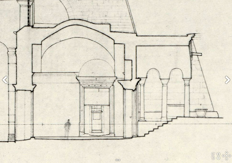 Robert Van Nice Drawing of Holy Well Chapel Hagia Sophia