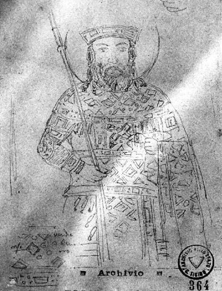 Fossati Drawing of John V Palaeologus Mosaic in Hagia Sophia