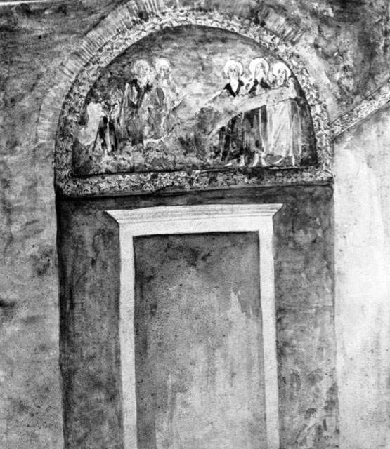 Fosatti watercolor of mosaics in the Holy Well