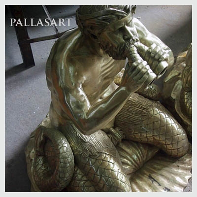 Pallasart Triton Sculture showing the natural color of brinze