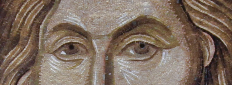 Eyes of Christ Pantokrator mosaic in Chora church