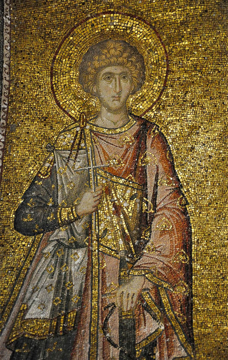 Mosaic icon blond saint Chora Church Istanbul