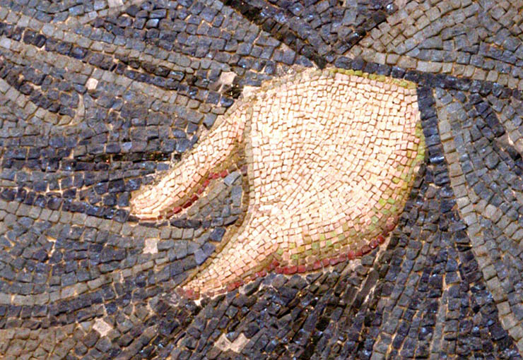 Byzantine Mosaic - close-up of hand of Christ