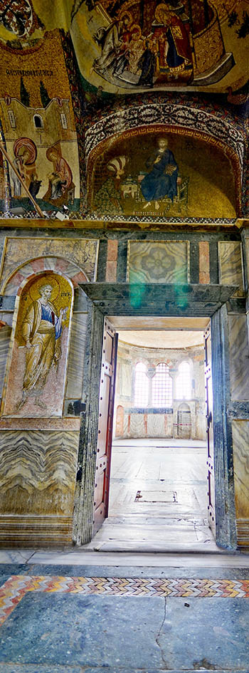 View into sanctuary of Chora Church in Istanbul