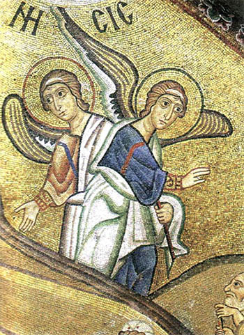 Two Angels - mosaic in Hosias Loukas