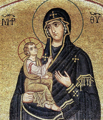 Theotokos Christ Child Byzantine Art mosaic