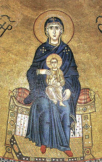 Enthroned Madonna Byzantine Apse Mosaic