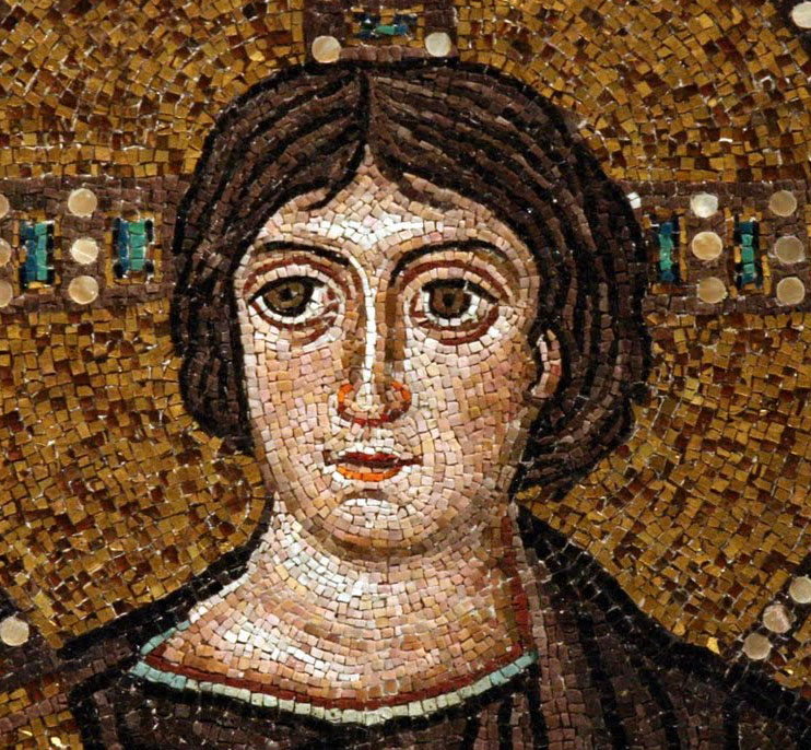 Face of Christ in Glory mosaic in San Vitale