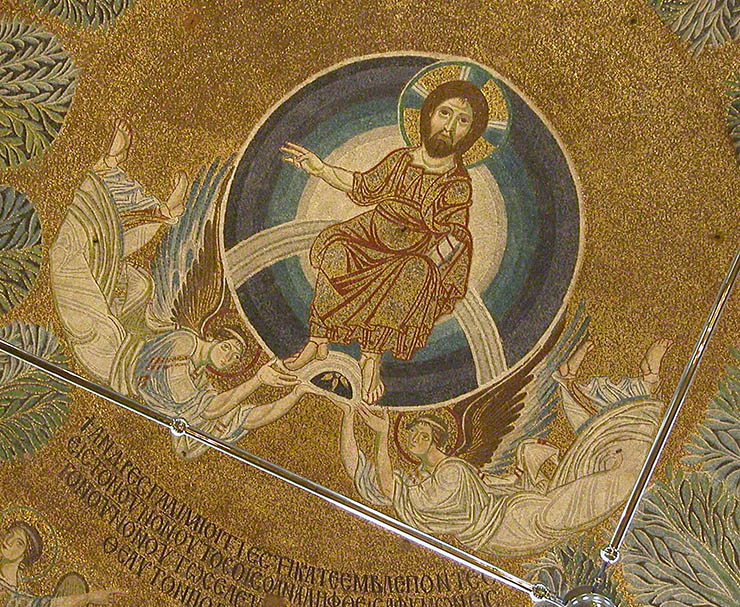 Christ with angels - Byzantine Mosaic Thessaloniki