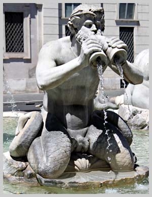 The Orginal Triton Merman in the Piazza Navona in Rome