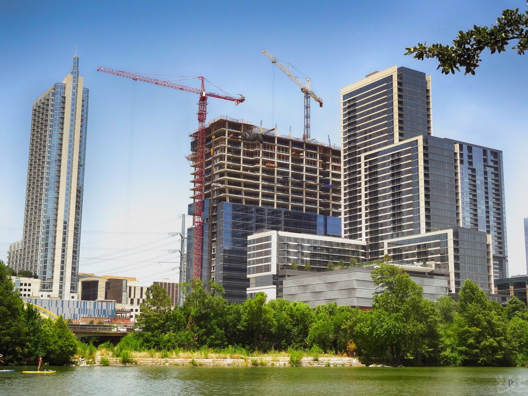 Building Construction Cranes Downtown Austin