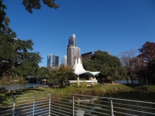 Auditorium Shores Gazebo with Austin skyline in background