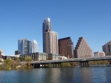 West side of  1st Street Bridge facing North to Downtown Austin