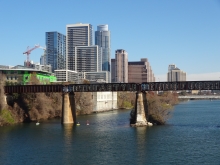Austin Skyline and Train Tracks from Lamar Pedestrian Bridge