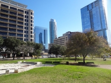 Republic Square, Austin, Texas with The Austonian and  W Hotel in background
