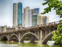 Lamar Street Bridge with Stand Up Paddleboarder