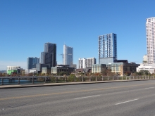 View from top of Congress Avenue Bridge in Austin, TX