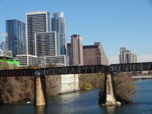 View of Downtown Austin from Lamar Pedestrian Bridge 