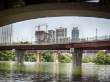 View from under Lamar Blvd., Pedestrian Bridge and Railroad Tracks