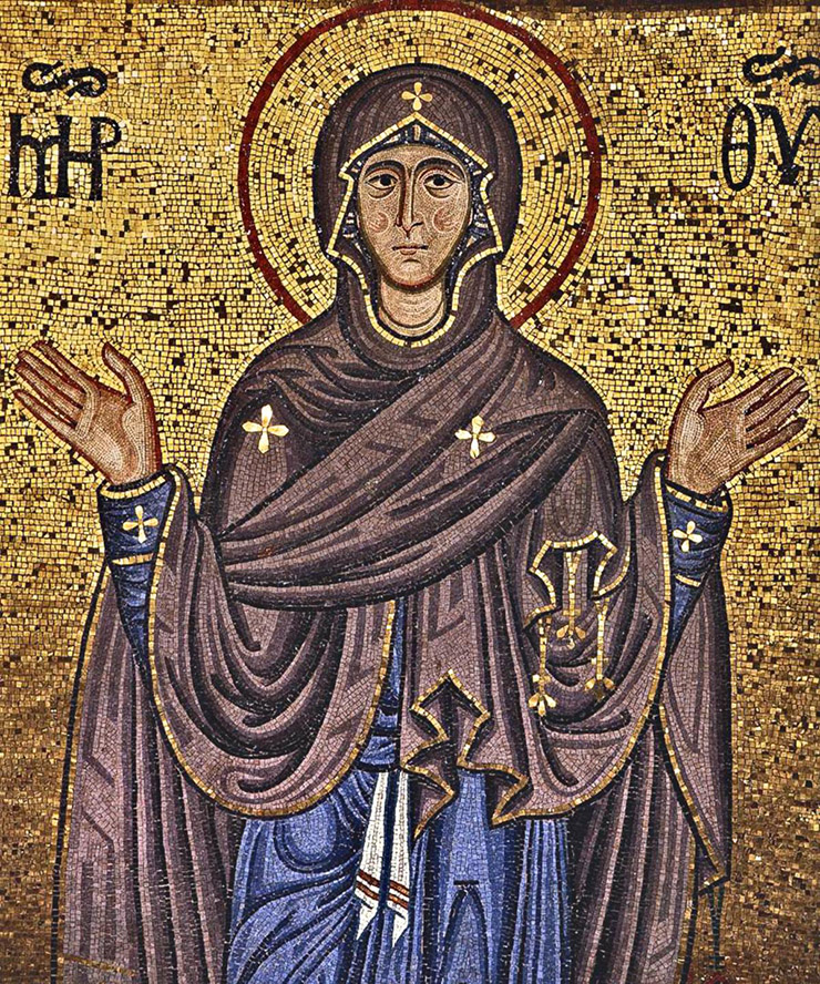 Cefalu Mosaic of the Theotokos Madonna